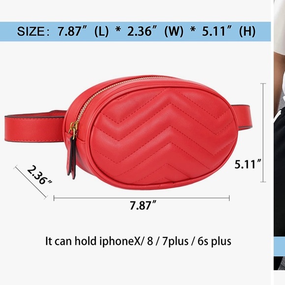 Quilted Leather Fanny Pack Bag with Belt - Picture 2 of 3